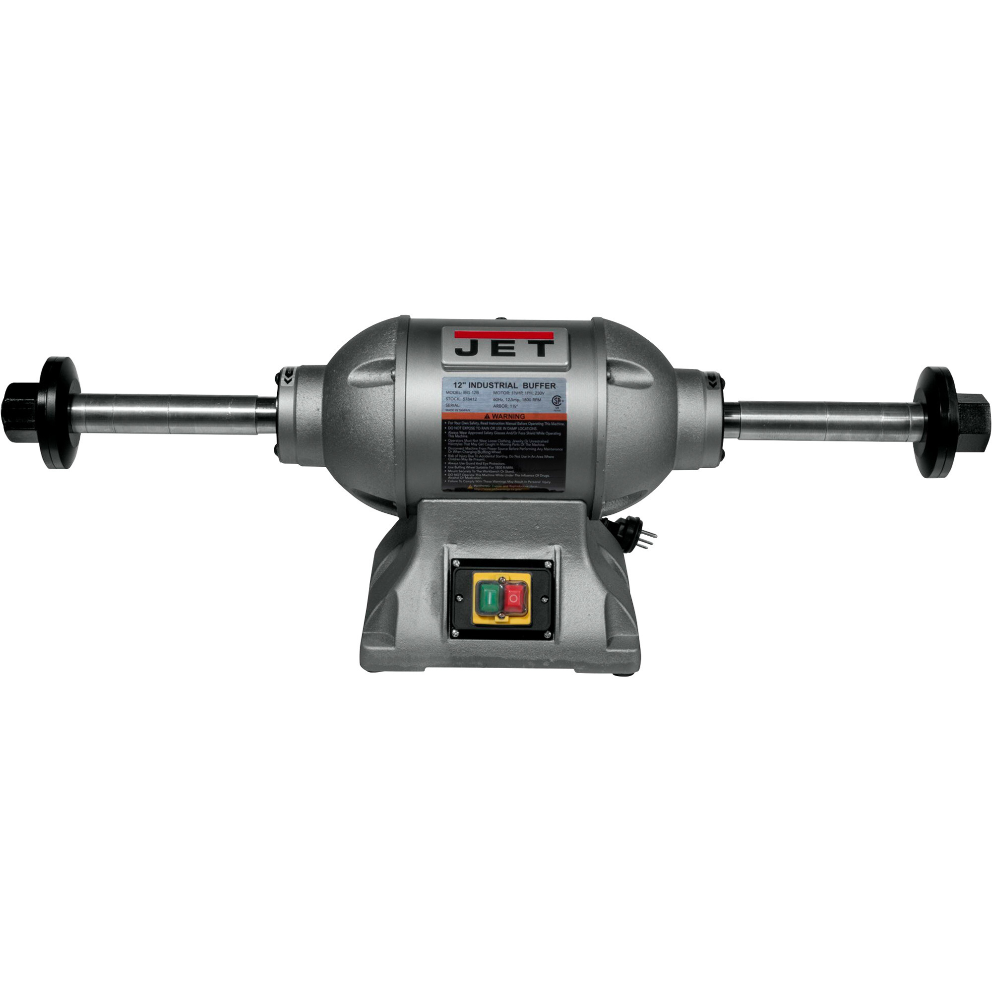 JET Industrial Benchtop Buffer, 12in. Dia. Pad, Model# IBG-12SSB